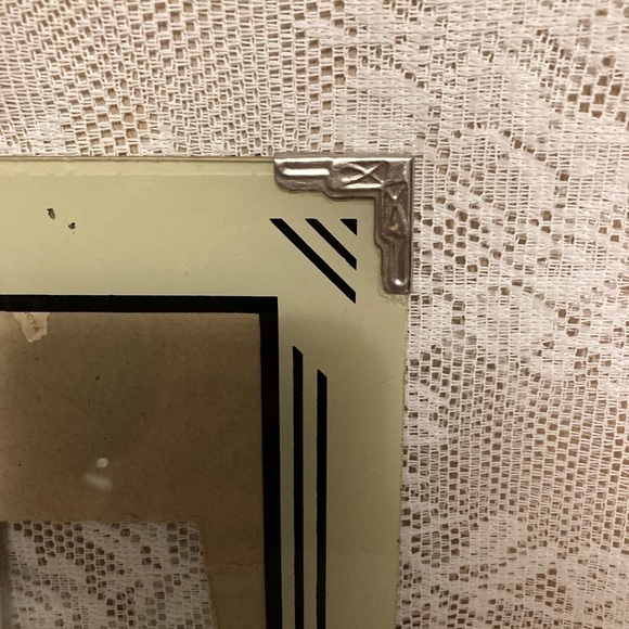 Art Deco Reverse Painted Glass Picture Frame Silver tone Art Deco design corners - Picture 4 of 7